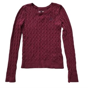 Gilly Hicks Cable Knit Burgundy Sweater Women's Small Preppy Fisherman Y2K Bella